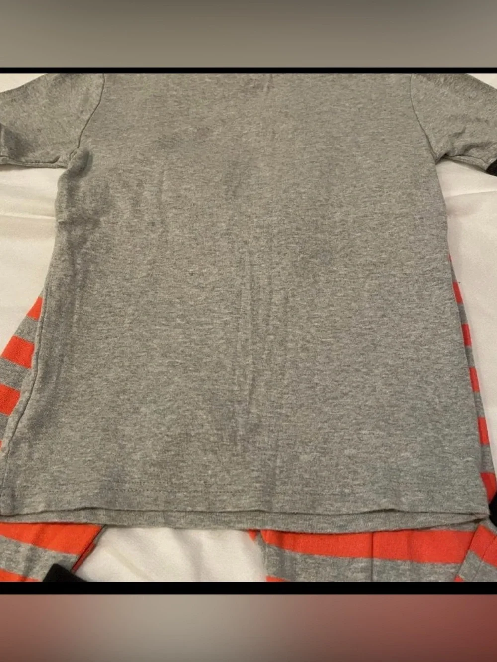 OshKosh B'gosh Boys Pajama Set Size 10 Gray Ninja Top Red Stripe Pants Cotton Sl